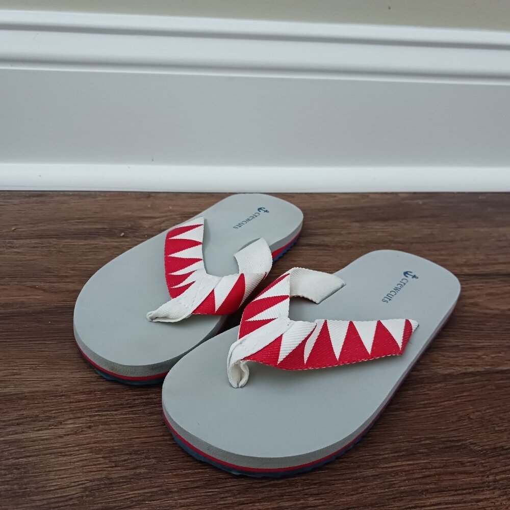 J‎ Crew Crewcuts Boys Size 1 Flip Flops Red White Blue Patriotic